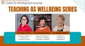 Teaching As Wellbeing Series. Three females side by side. 